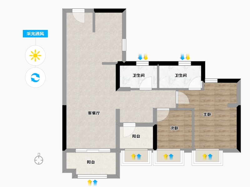 广东省-广州市-国贸学原-68.50-户型库-采光通风