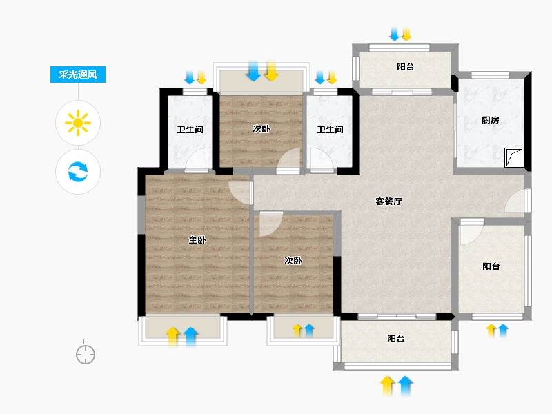 广东省-河源市-保利188阅江台-95.12-户型库-采光通风