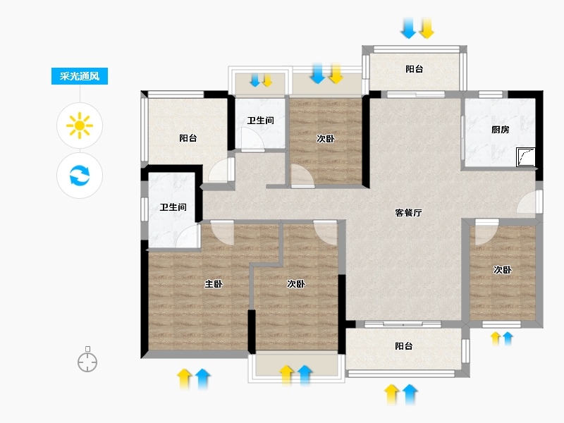 广东省-河源市-保利188阅江台-105.77-户型库-采光通风