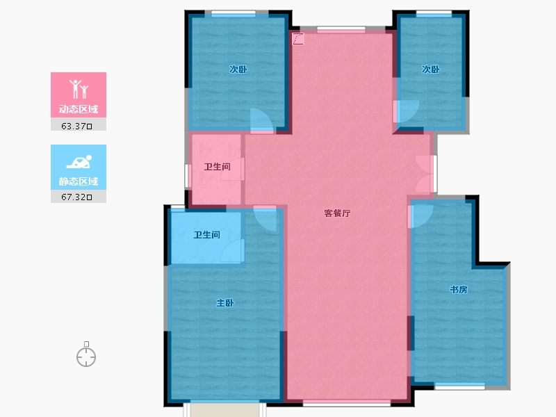 内蒙古自治区-鄂尔多斯市-维邦-118.00-户型库-动静分区