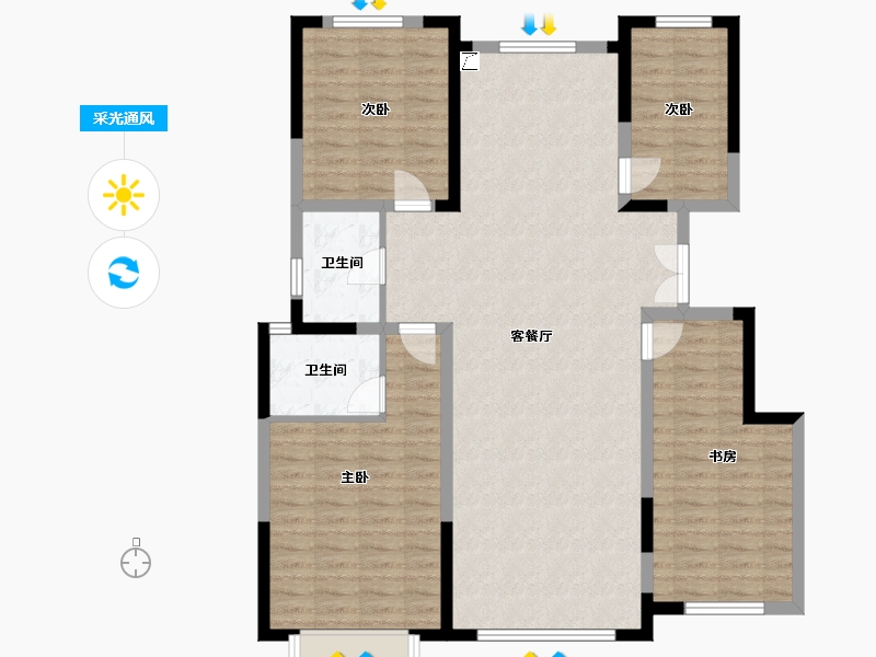 内蒙古自治区-鄂尔多斯市-维邦-118.00-户型库-采光通风