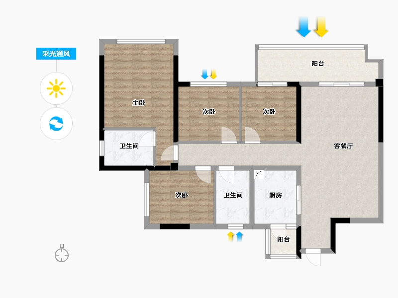 四川省-成都市-公园首府-110.00-户型库-采光通风