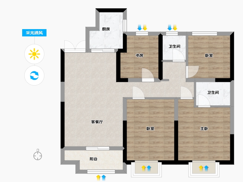 山东省-菏泽市-凯兴学府-98.00-户型库-采光通风