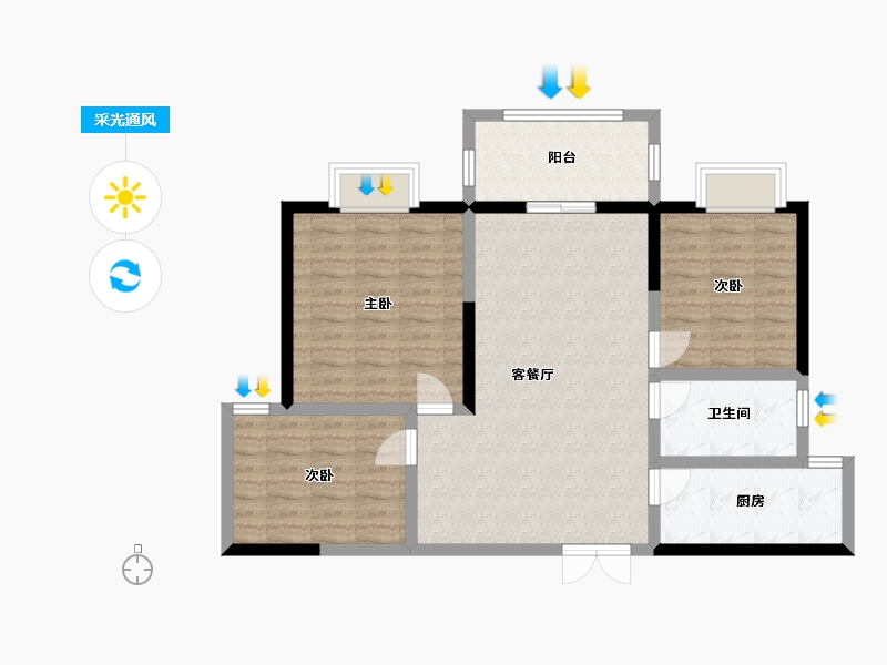 江苏省-宿迁市-水润新城-87.00-户型库-采光通风