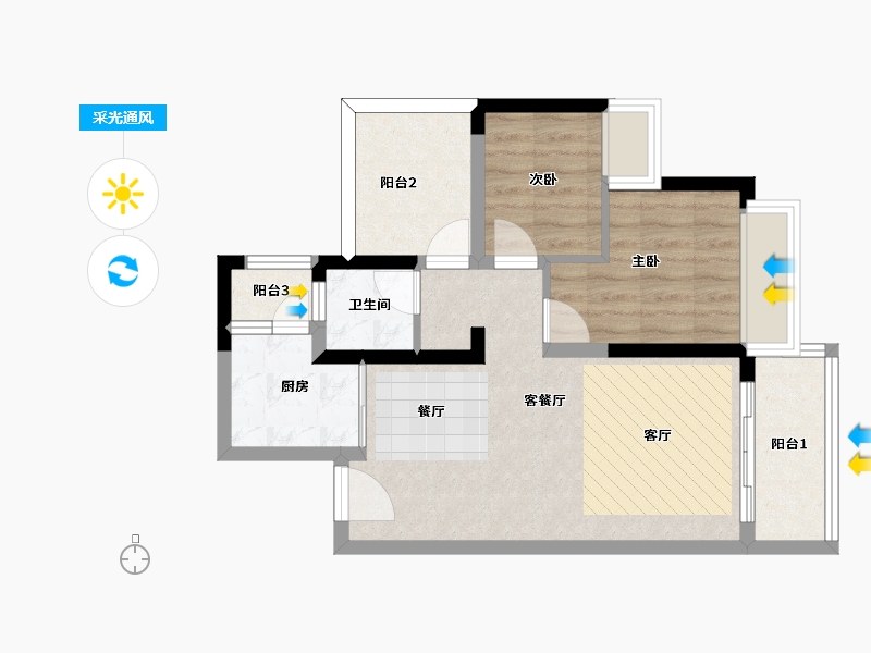 广东省-惠州市-灿邦珑廷观邸-60.18-户型库-采光通风