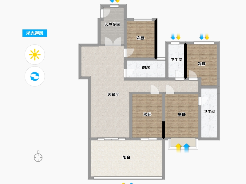 云南省-临沧市-海棠佳园-124.00-户型库-采光通风