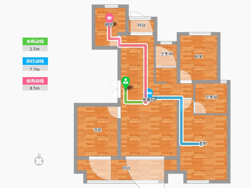 山东省-菏泽市-曹县天润公馆樾府-105.00-户型库-动静线