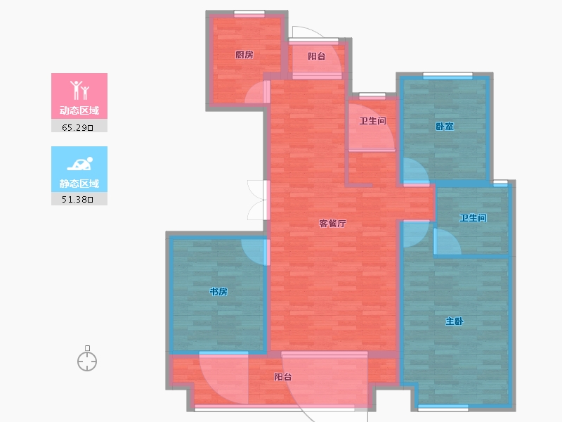 山东省-菏泽市-曹县天润公馆樾府-105.00-户型库-动静分区