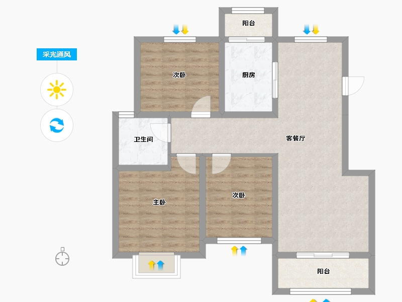 辽宁省-鞍山市-颐和城2.5期观山-81.83-户型库-采光通风