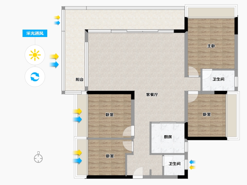 四川省-绵阳市-九洲江渚-135.49-户型库-采光通风