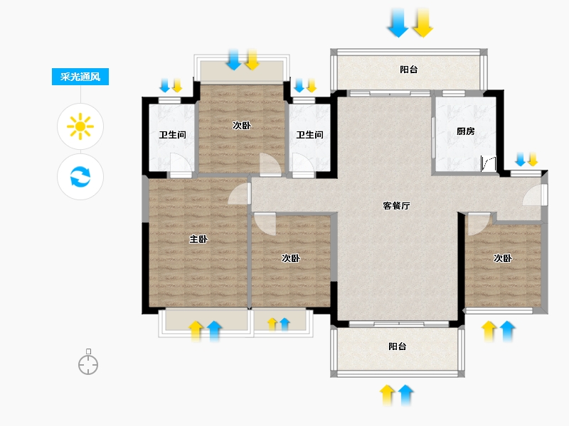 广西壮族自治区-南宁市-龙光天瀛-120.00-户型库-采光通风