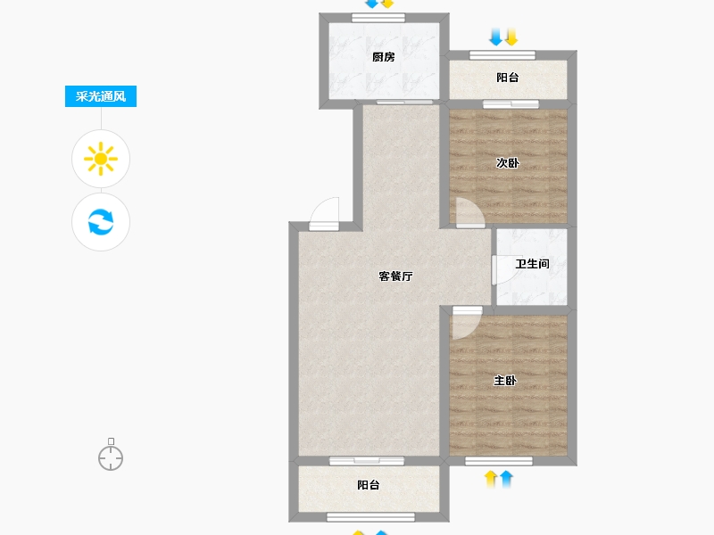 辽宁省-鞍山市-颐和城2.5期观山-73.69-户型库-采光通风