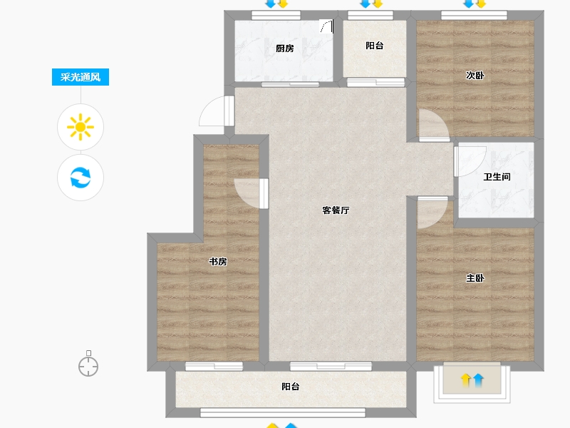 辽宁省-鞍山市-颐和城2.5期观山-78.56-户型库-采光通风