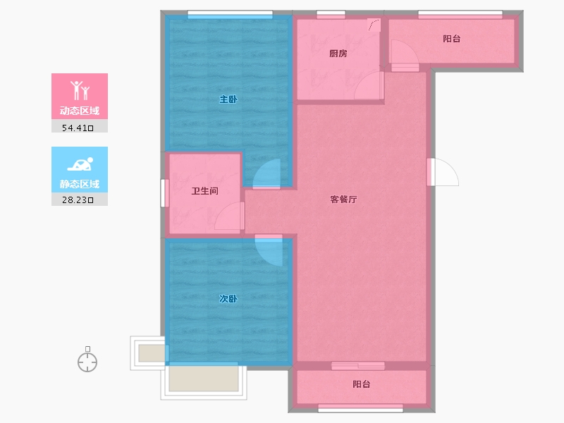 辽宁省-鞍山市-颐和城2.5期观山-73.38-户型库-动静分区