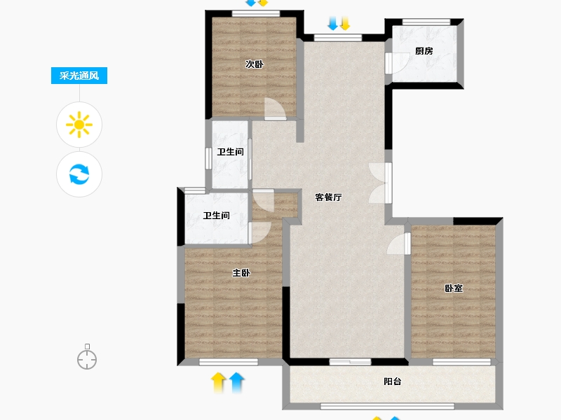 河南省-开封市-朝阳府-135.20-户型库-采光通风