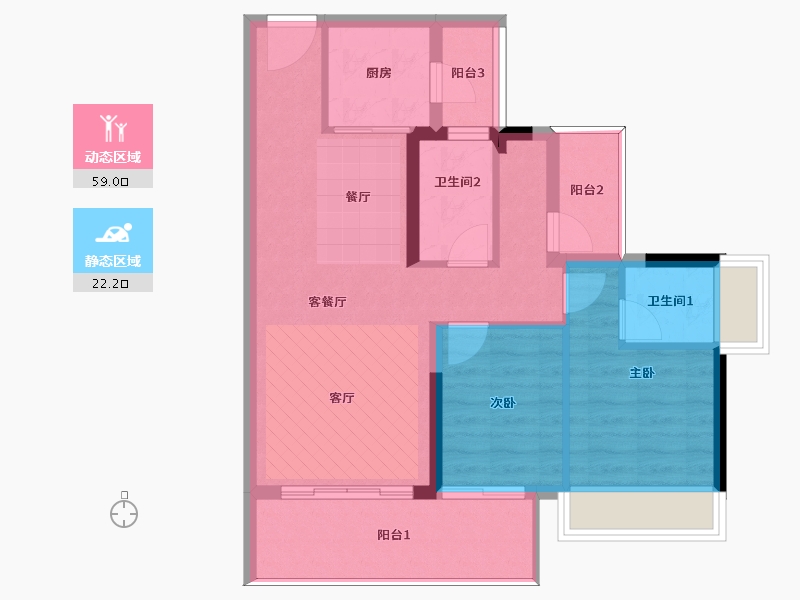 广东省-惠州市-龙湾天宸-72.68-户型库-动静分区