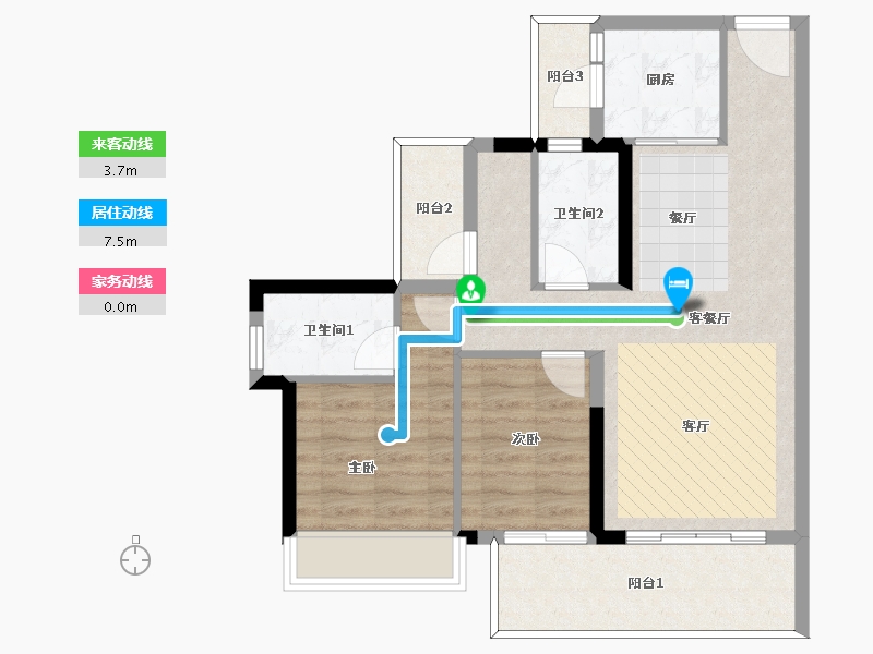 广东省-惠州市-龙湾天宸-74.74-户型库-动静线