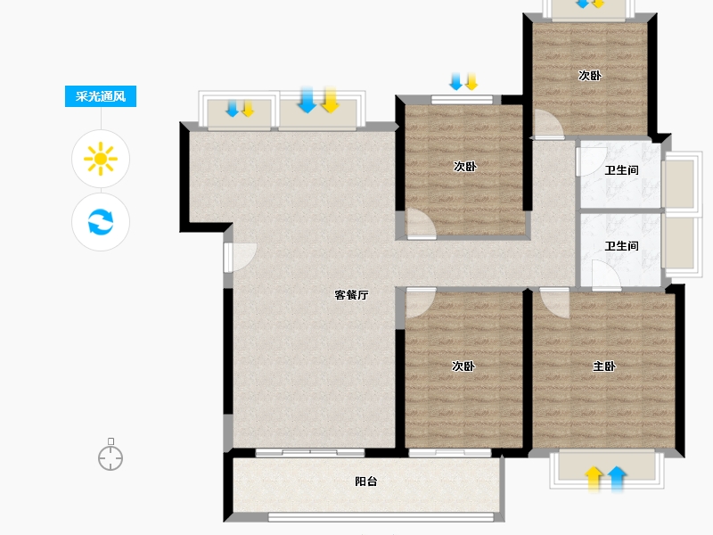 福建省-泉州市-世茂璀璨新城-120.00-户型库-采光通风