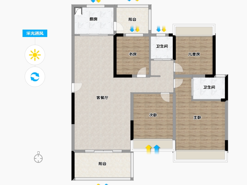 湖北省-黄石市-航宇仁智山水-140.00-户型库-采光通风