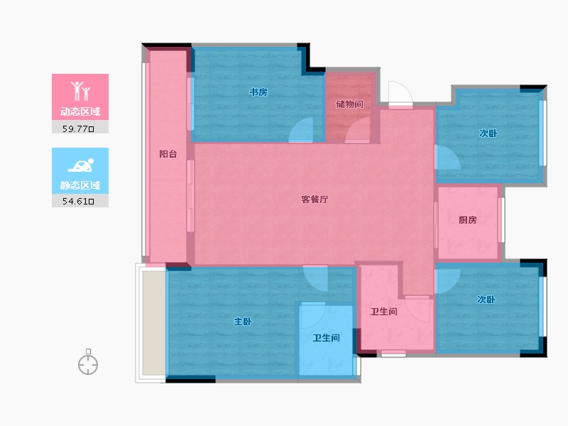 浙江省-湖州市-蓝城-110.00-户型库-动静分区