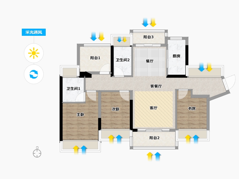 广东省-惠州市-湾上一品-93.60-户型库-采光通风