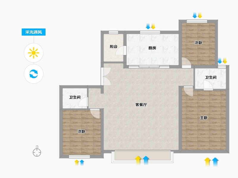 河北省-唐山市-万科观澜-114.65-户型库-采光通风