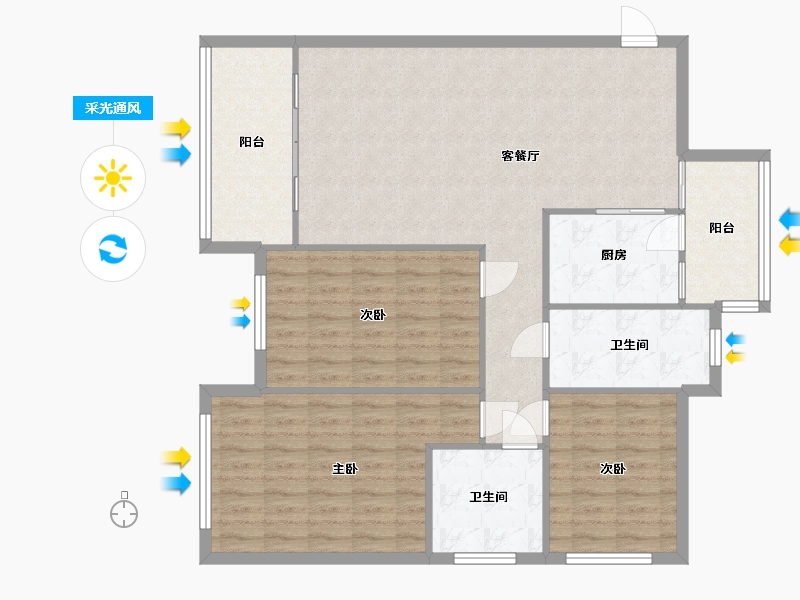 广东省-中山市-奥城花园-二期-110.18-户型库-采光通风