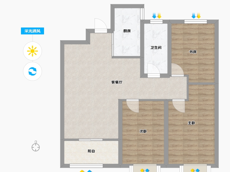 山东省-潍坊市-王侯首府-90.77-户型库-采光通风