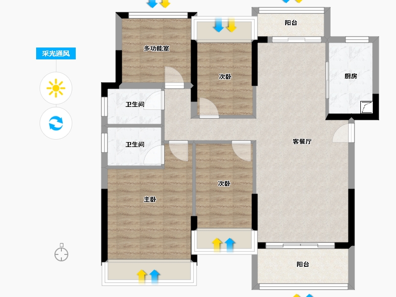 广东省-清远市-方直·君汇世家-88.56-户型库-采光通风