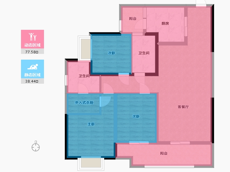 重庆-重庆市-凯德九章-117.00-户型库-动静分区