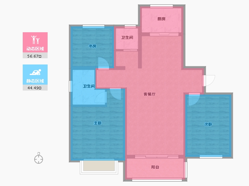 陕西省-渭南市-奉先警苑-90.40-户型库-动静分区