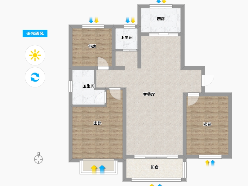 陕西省-渭南市-奉先警苑-90.40-户型库-采光通风