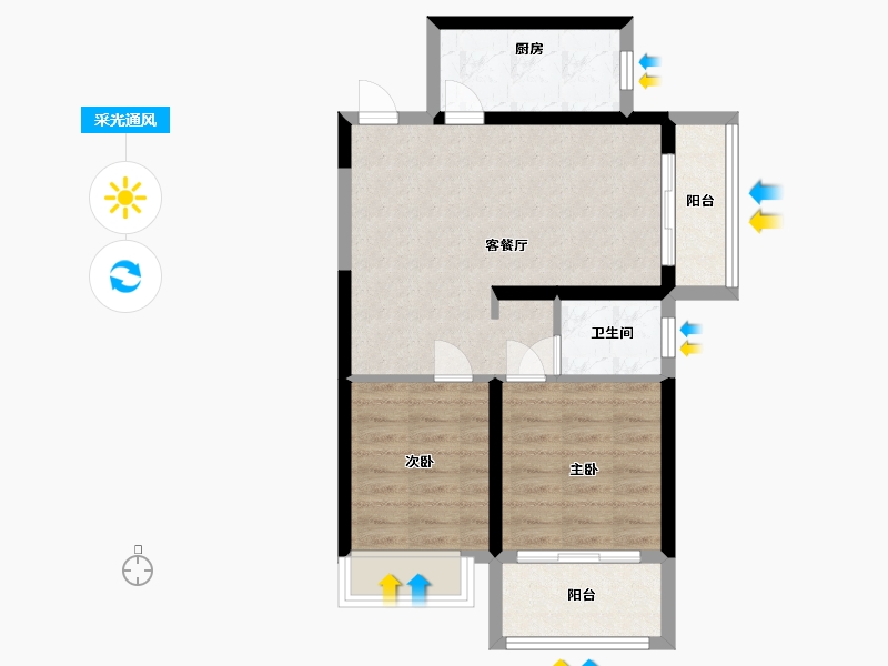 河南省-郑州市-万华城·华府-60.00-户型库-采光通风