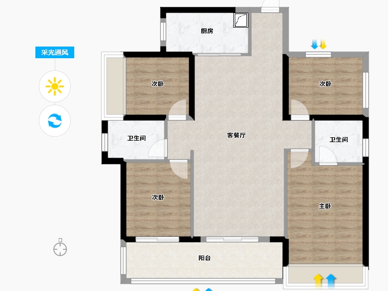 广东省-汕头市-中海地产悦江府北区东区-102.40-户型库-采光通风