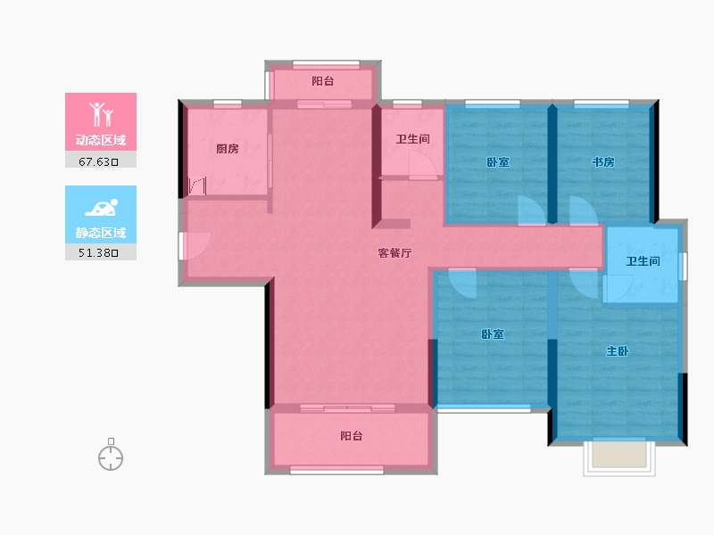 湖南省-长沙市-中建嘉和城凤凰台-106.44-户型库-动静分区