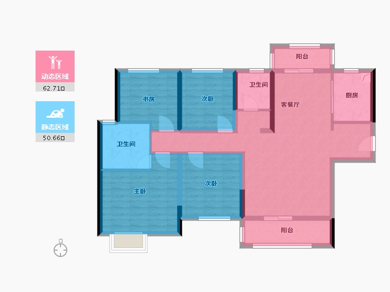 湖南省-长沙市-中建嘉和城凤凰台-100.35-户型库-动静分区