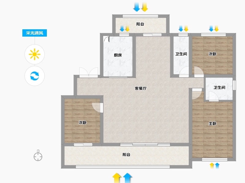 山东省-青岛市-青建金宸府-123.76-户型库-采光通风