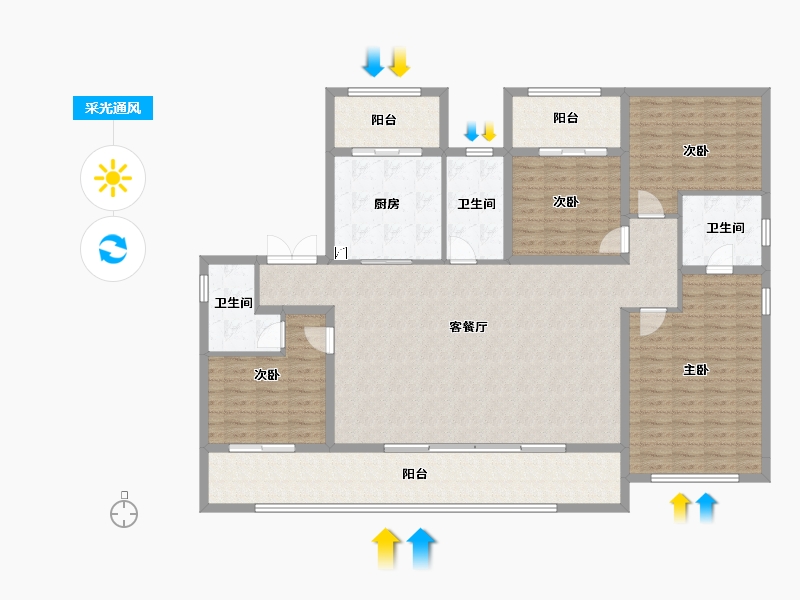 山东省-青岛市-青建金宸府-165.38-户型库-采光通风