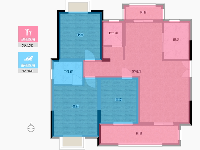 湖南省-株洲市-亿都茉莉公馆-97.00-户型库-动静分区