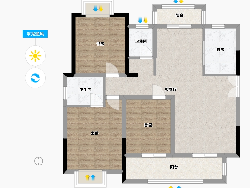 湖南省-株洲市-亿都茉莉公馆-97.00-户型库-采光通风