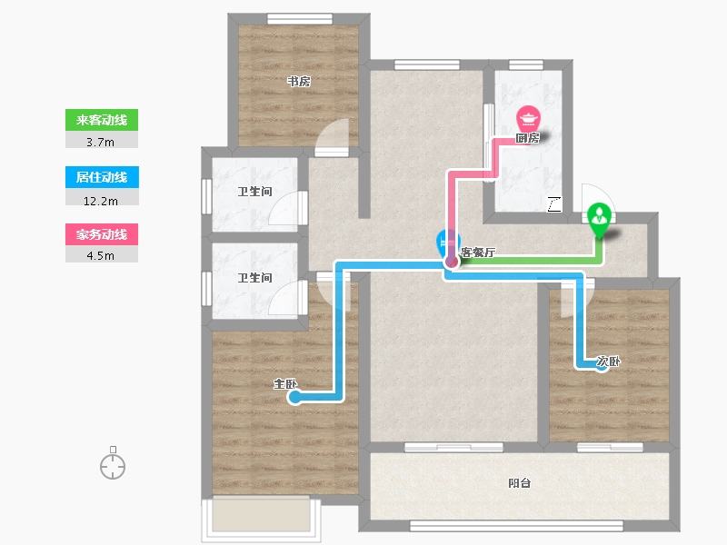 山东省-青岛市-玉兰璟园-91.23-户型库-动静线