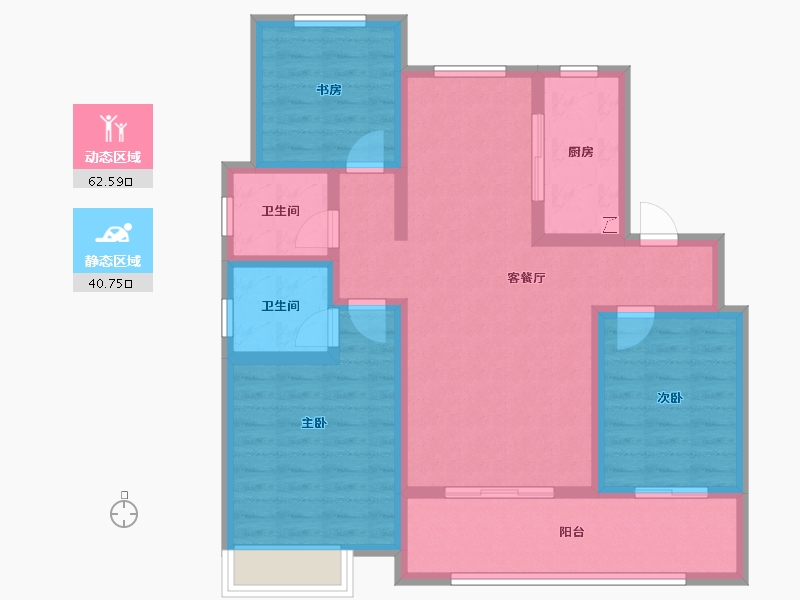 山东省-青岛市-玉兰璟园-91.23-户型库-动静分区