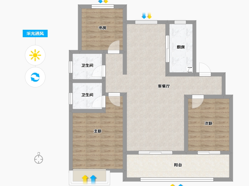 山东省-青岛市-玉兰璟园-91.23-户型库-采光通风