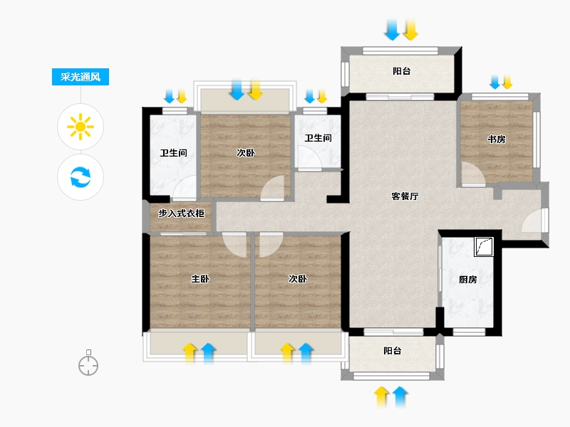 广东省-汕头市-中海地产悦江府北区东区-89.87-户型库-采光通风