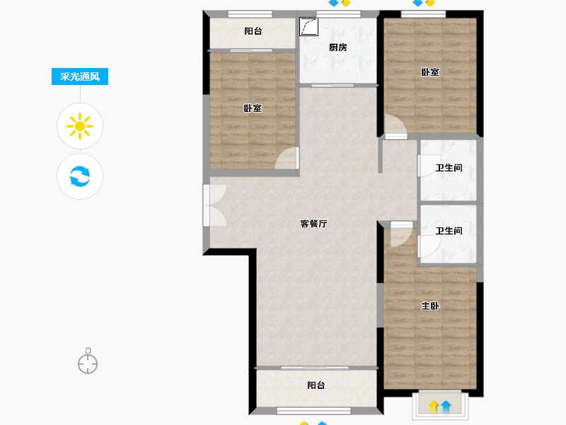 山西省-阳泉市-泉民华府-112.00-户型库-采光通风