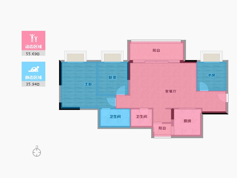 重庆-重庆市-三一云城-82.71-户型库-动静分区