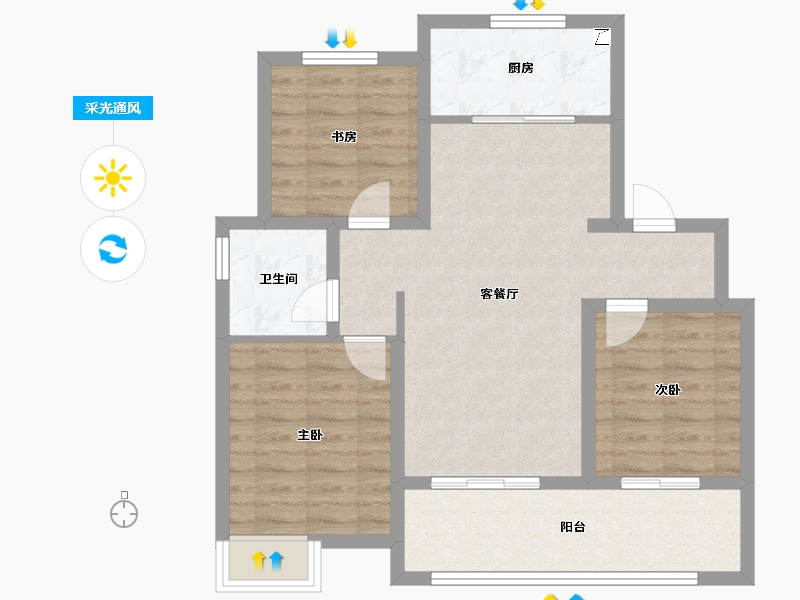 山东省-青岛市-玉兰璟园-76.68-户型库-采光通风