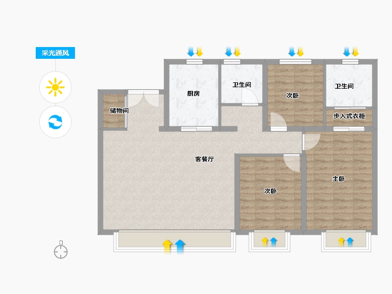 河北省-唐山市-万科观澜-100.00-户型库-采光通风