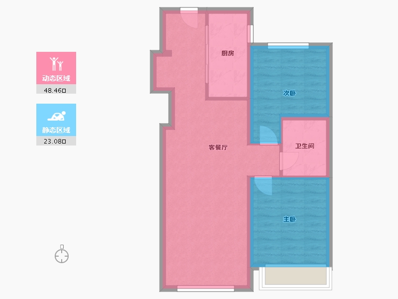 黑龙江省-哈尔滨市-昆仑时代中心-64.00-户型库-动静分区