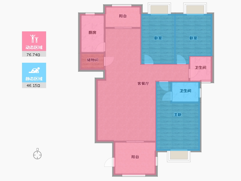 广东省-惠州市-汇川·滨江花园-110.00-户型库-动静分区